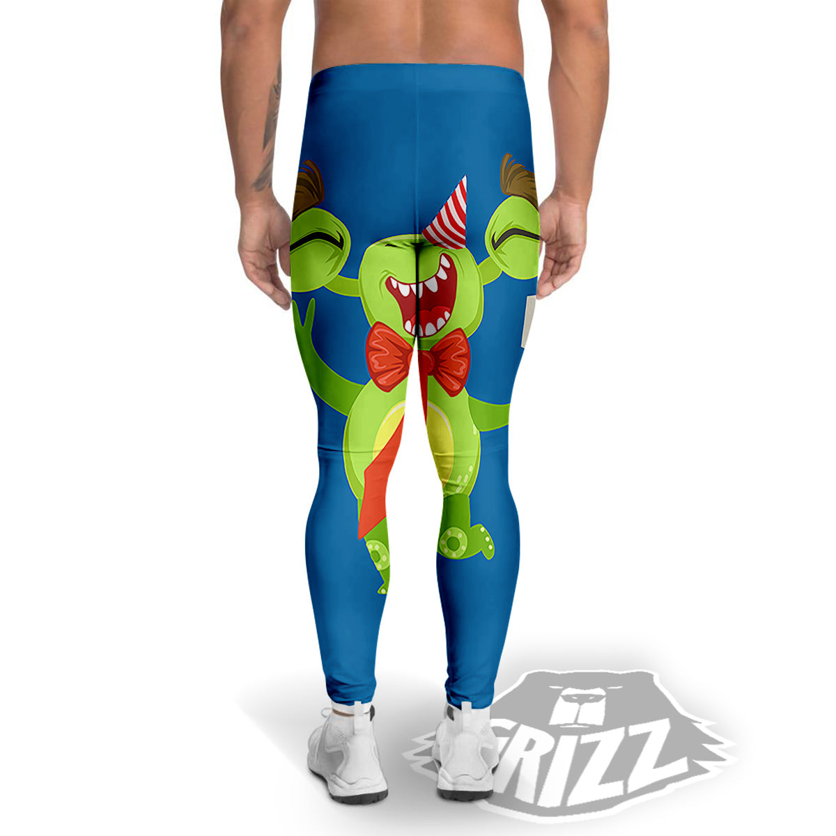 Bow Tie With Cute Alien Print Men's Leggings-grizzshop