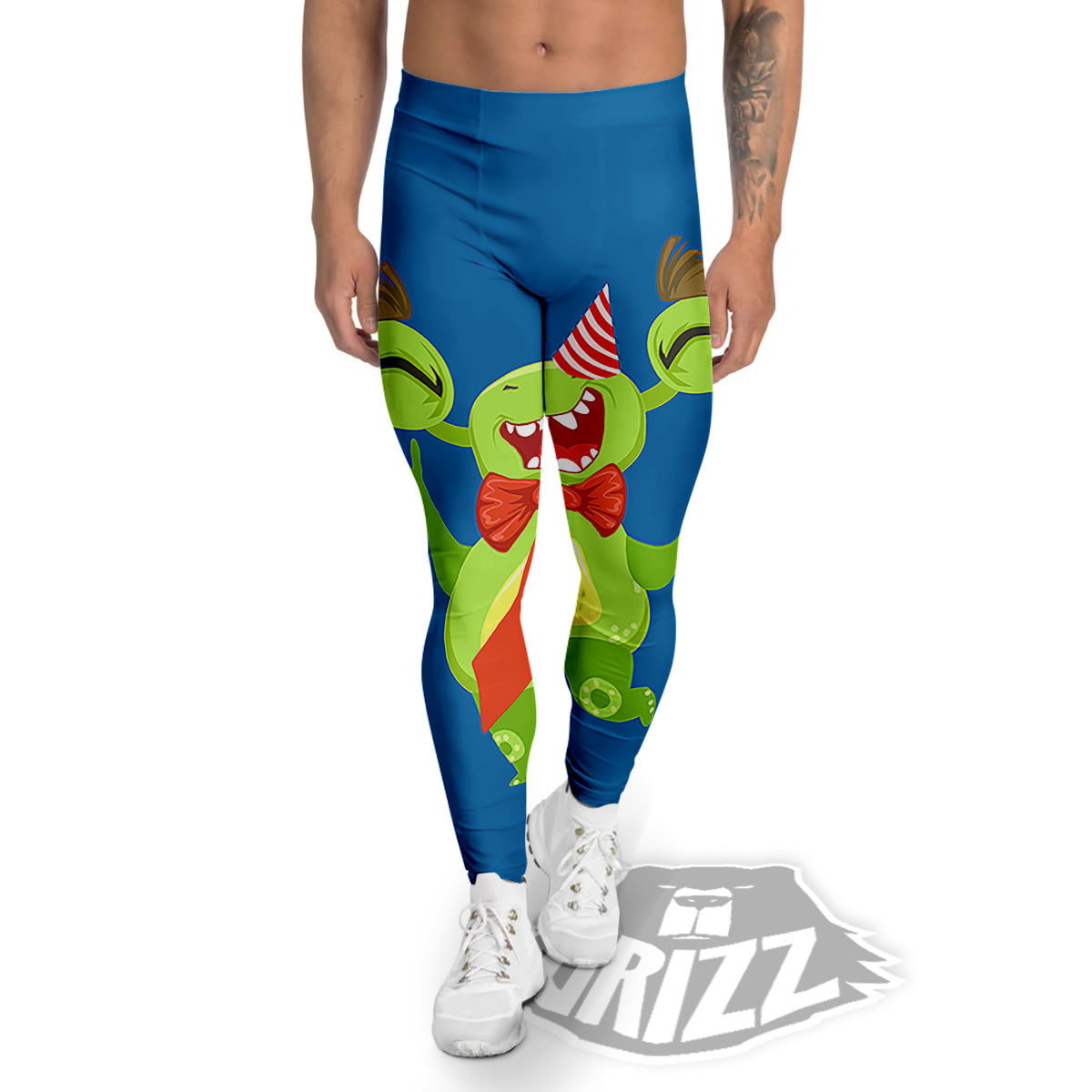 Bow Tie With Cute Alien Print Men's Leggings-grizzshop