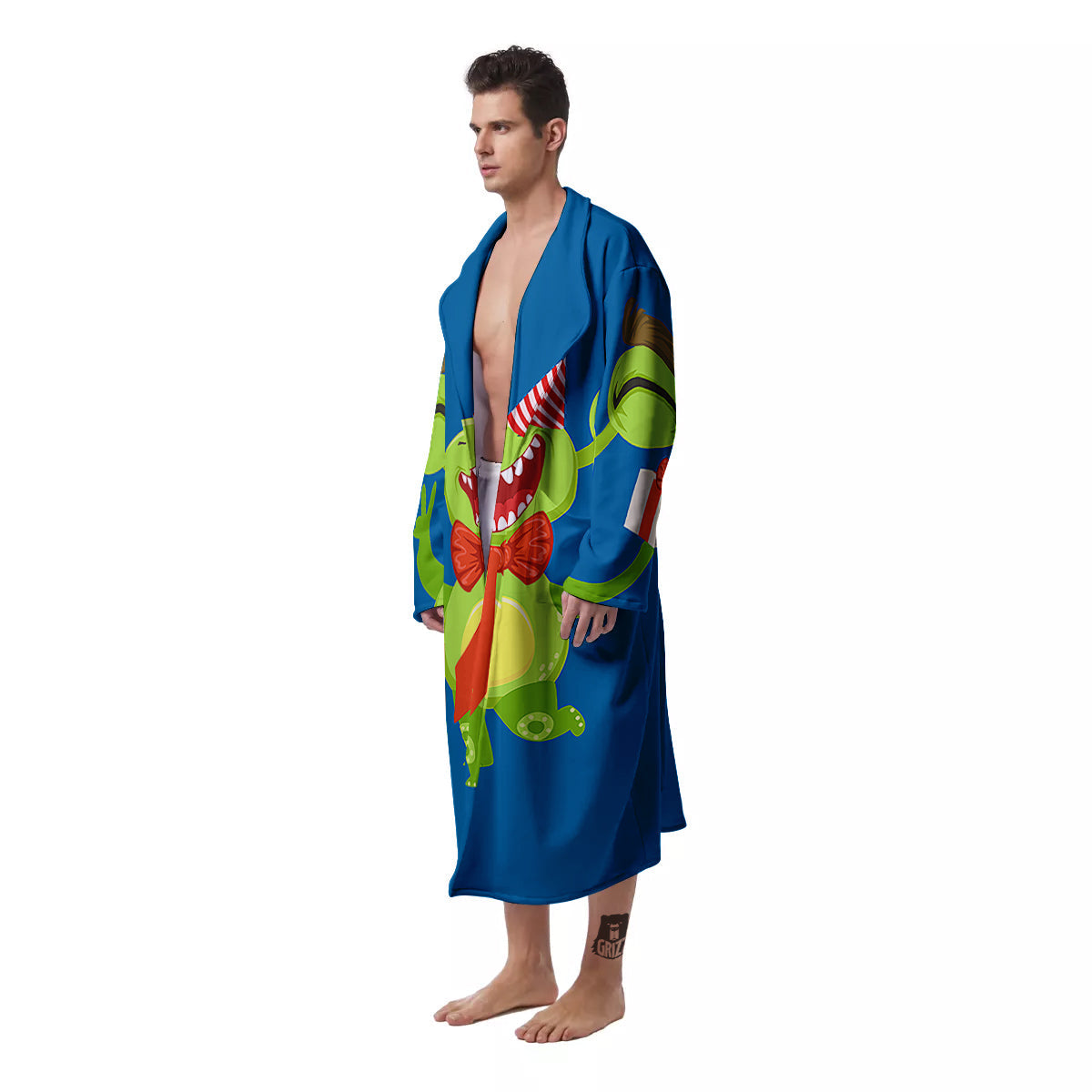 Bow Tie With Cute Alien Print Men's Robe-grizzshop
