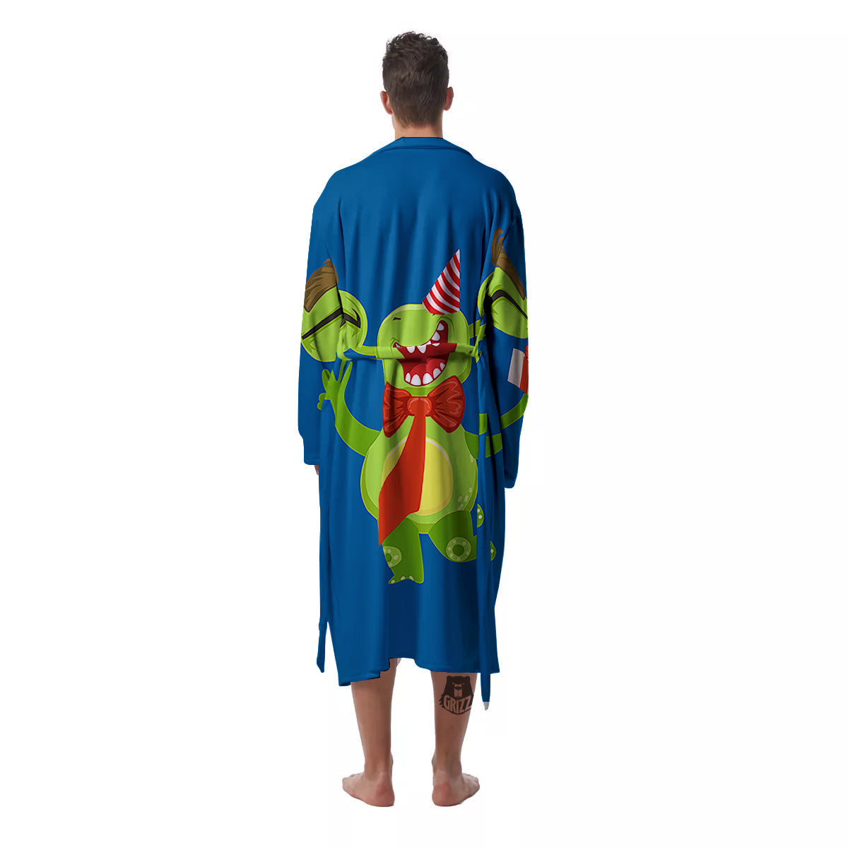 Bow Tie With Cute Alien Print Men's Robe-grizzshop