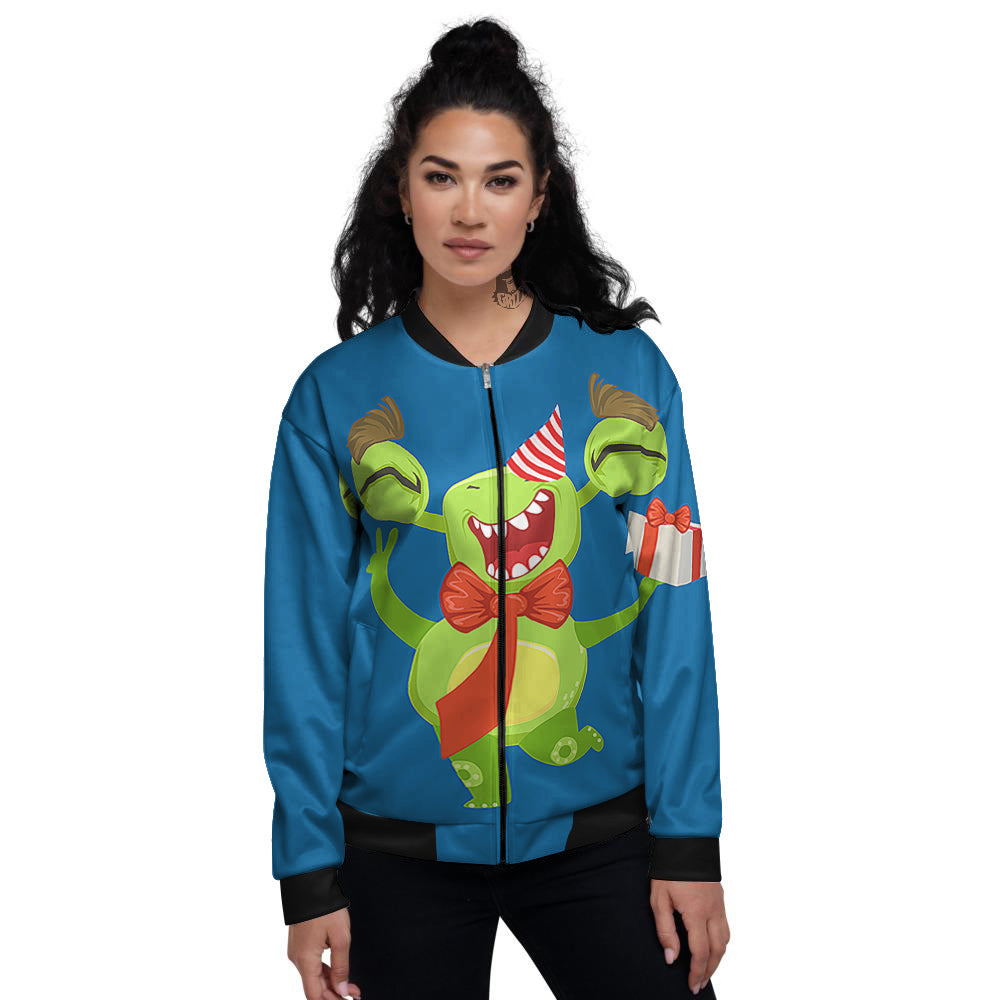 Bow Tie With Cute Alien Print Women's Bomber Jacket-grizzshop