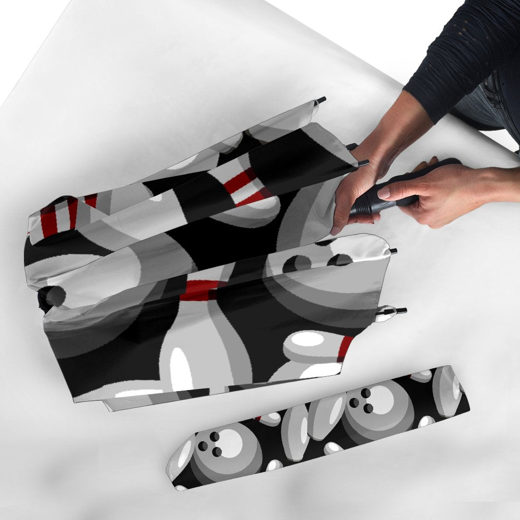 Bowling Pattern Print Automatic Foldable Umbrella-grizzshop