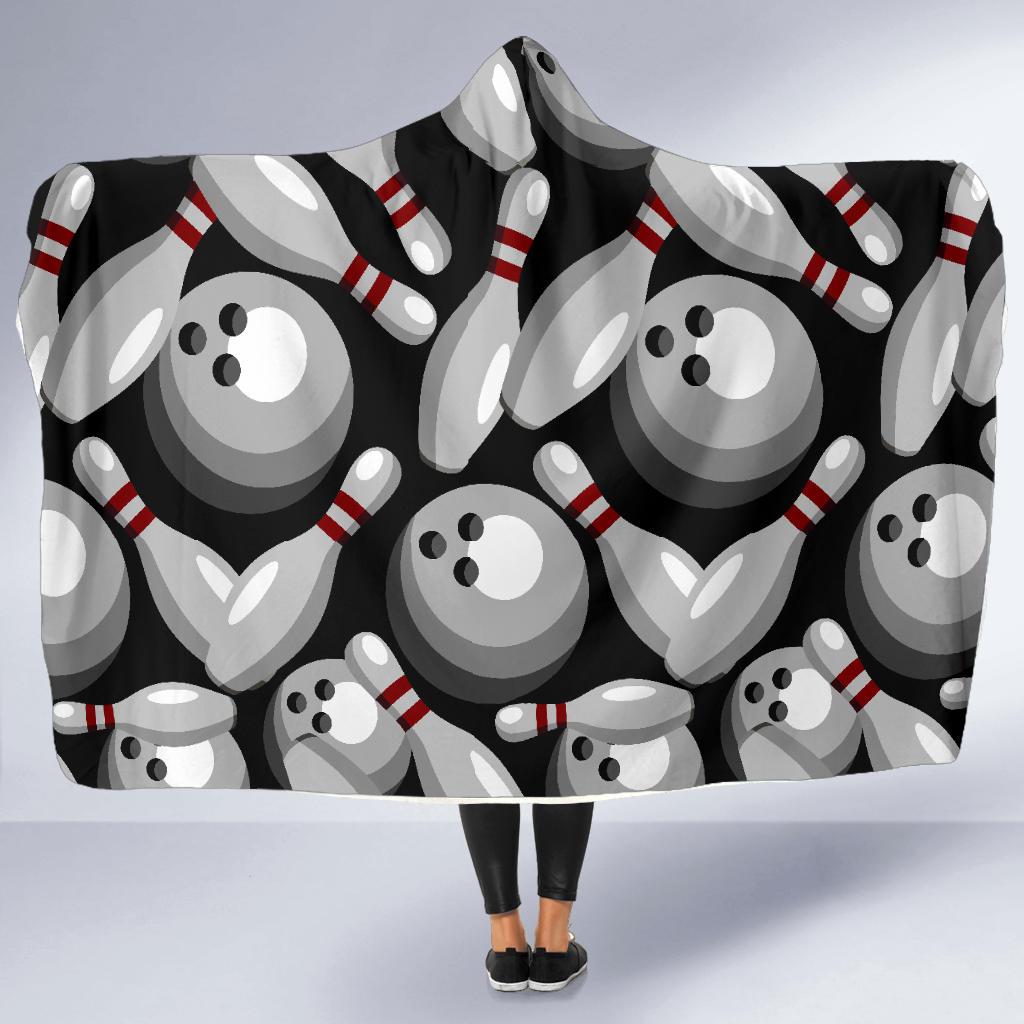 Bowling Pattern Print Hooded Blanket-grizzshop