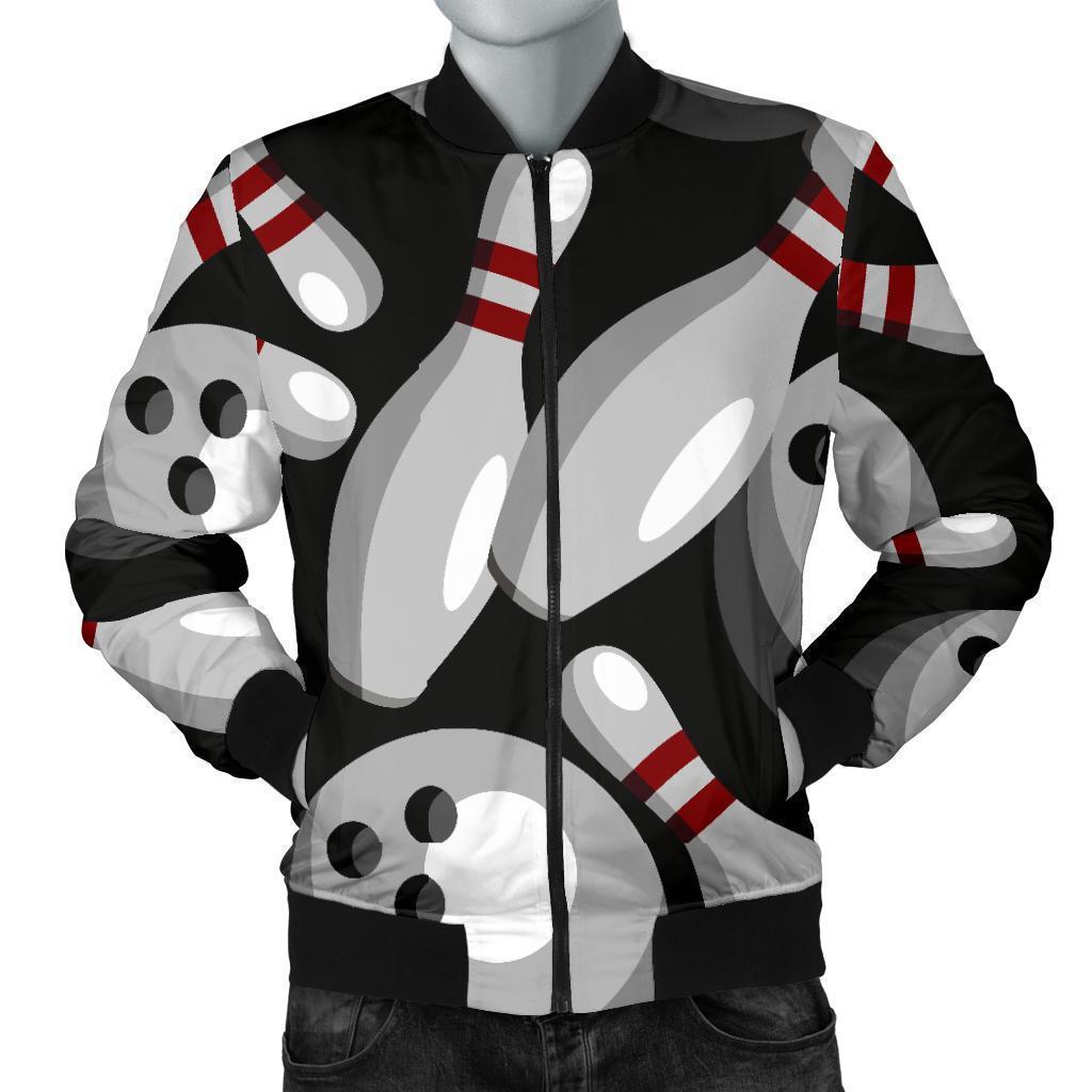 Bowling Pattern Print Men's Bomber Jacket-grizzshop