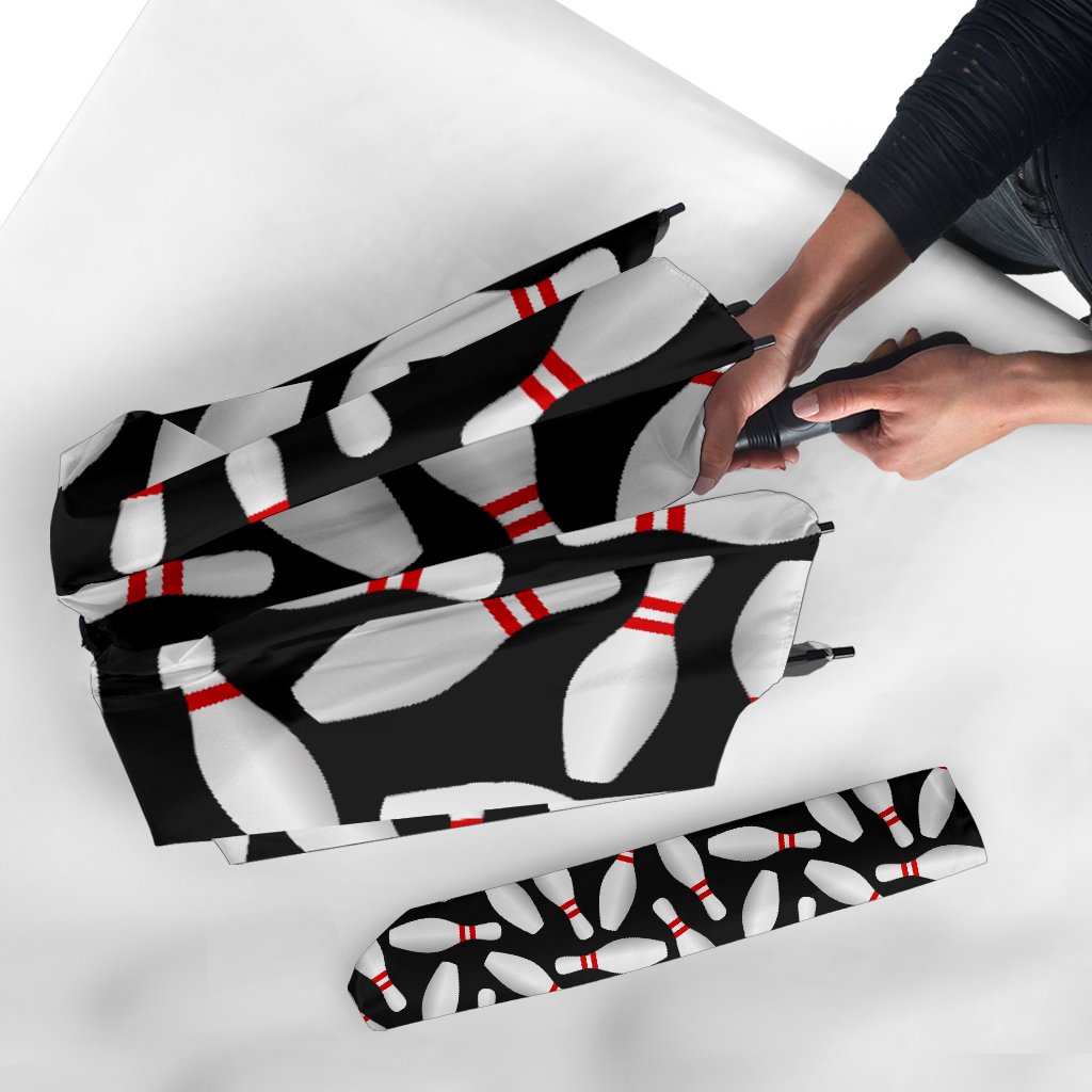 Bowling Print Pattern Automatic Foldable Umbrella-grizzshop