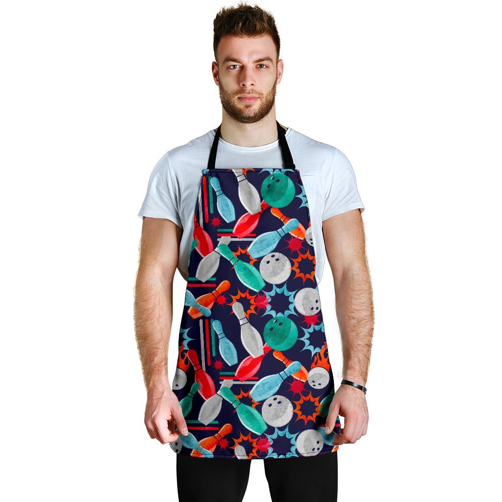 Bowling Stike Pattern Print Men's Apron-grizzshop
