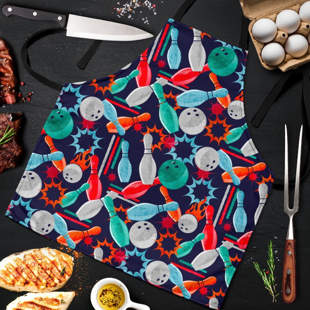 Bowling Stike Pattern Print Men's Apron-grizzshop