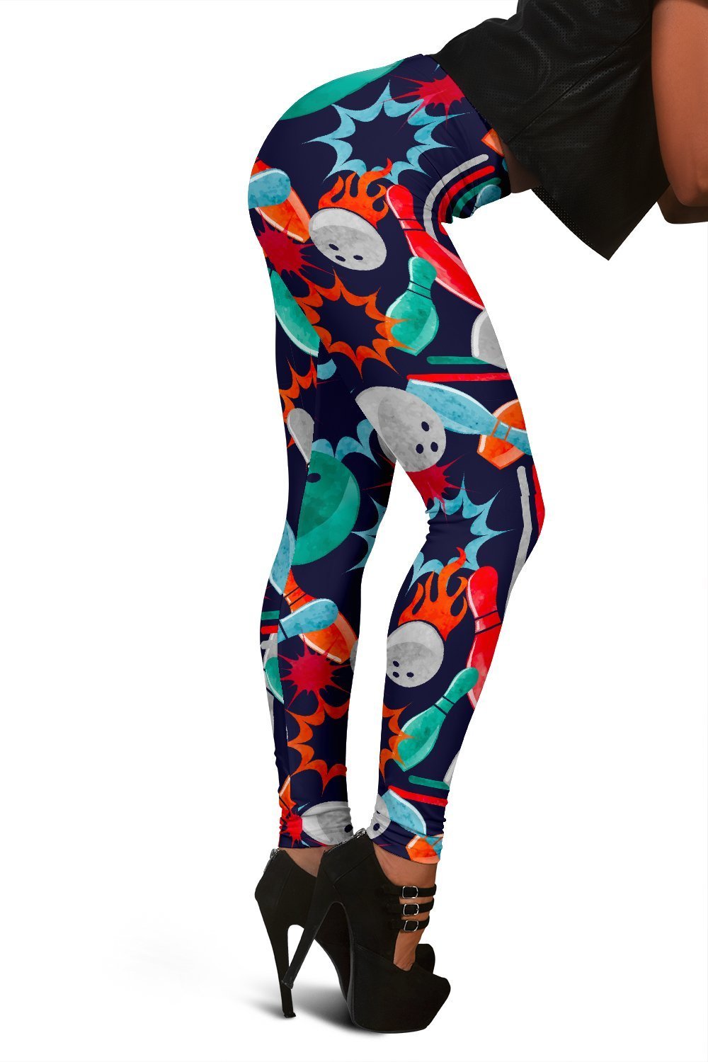 Bowling Stike Pattern Print Women Leggings-grizzshop