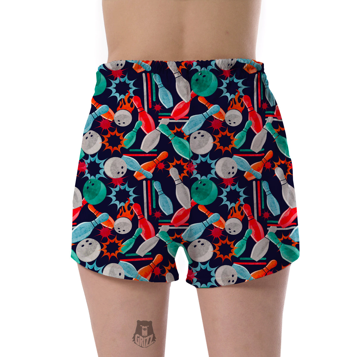 Bowling Stike Pattern Print Women's Shorts-grizzshop