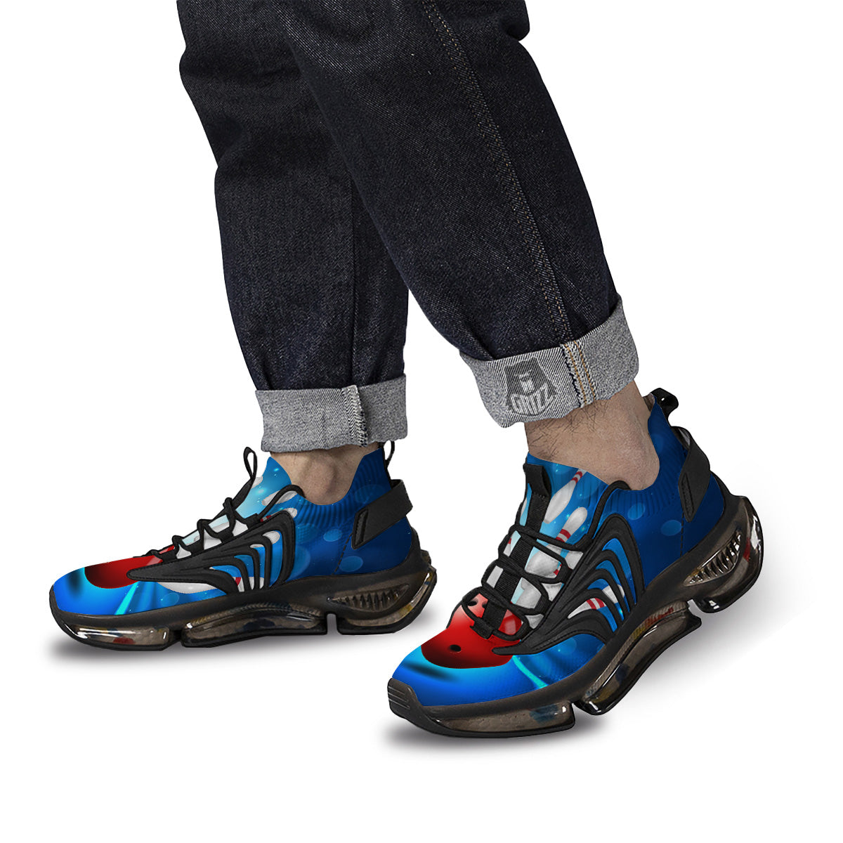 Bowling Strike Print Black Gym Shoes-grizzshop