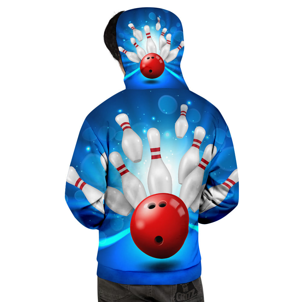 Bowling Strike Print Men's Hoodie-grizzshop