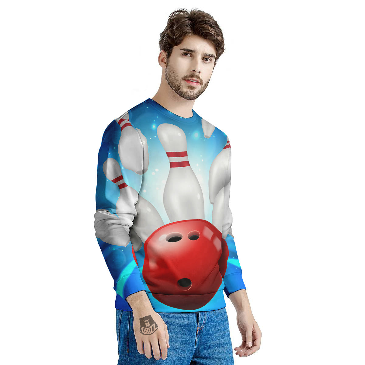 Bowling Strike Print Men's Sweatshirt-grizzshop