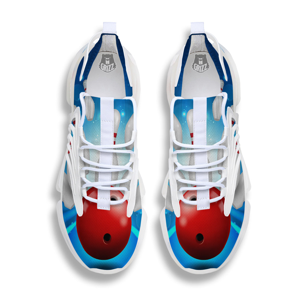 Bowling Strike Print White Gym Shoes-grizzshop