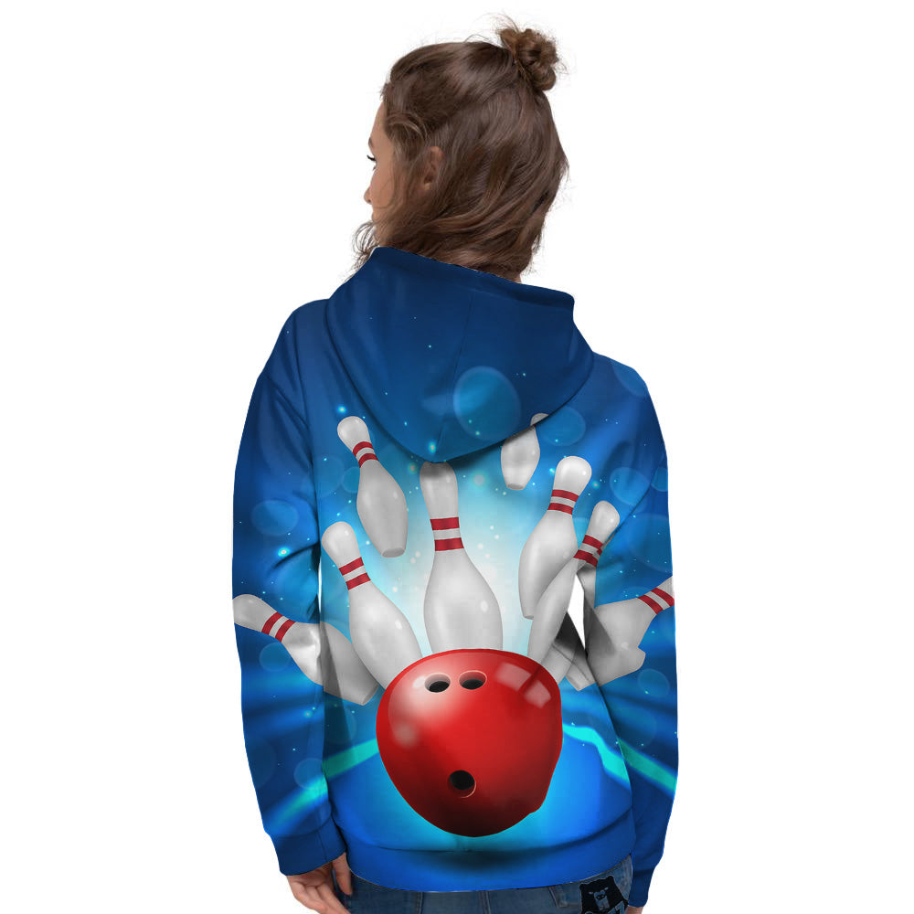 Bowling Strike Print Women's Hoodie-grizzshop