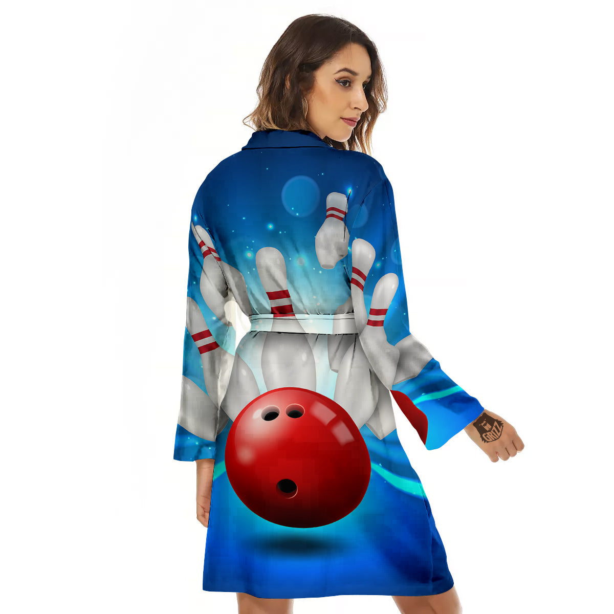 Bowling Strike Print Women's Robe-grizzshop