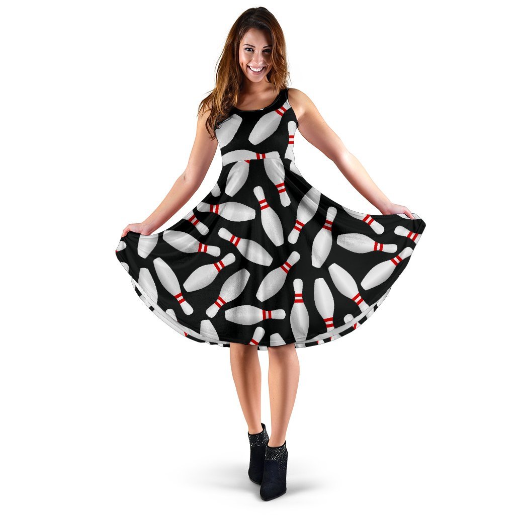 Bowling Print Pattern Dress-grizzshop