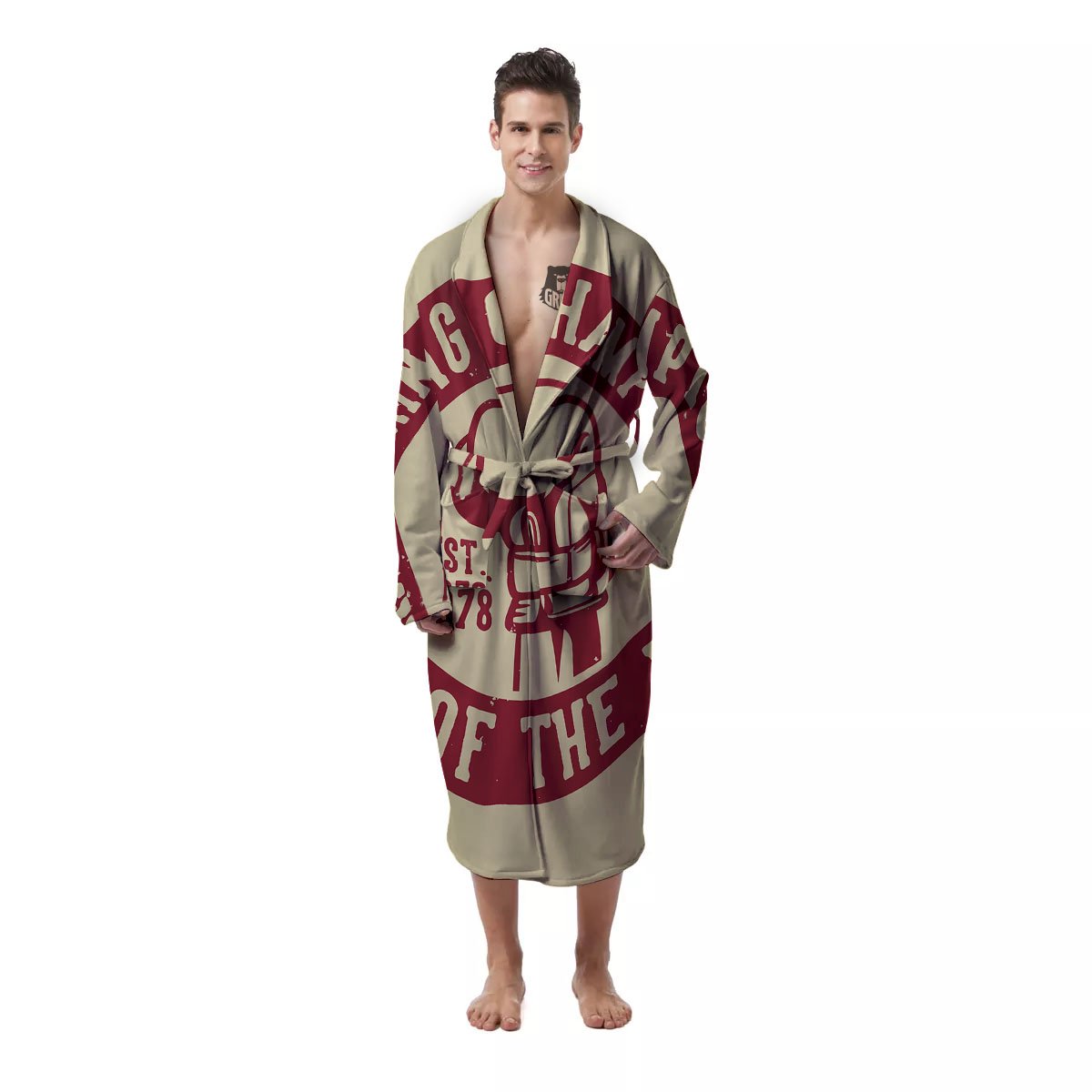 Boxing Champion King of The Ring Print Men's Robe-grizzshop