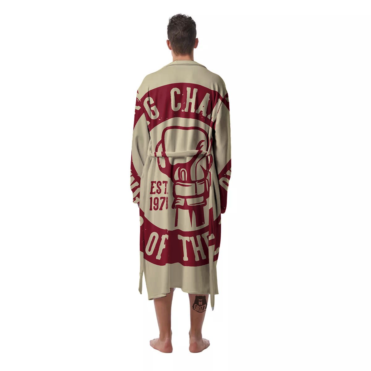 Boxing Champion King of The Ring Print Men's Robe-grizzshop