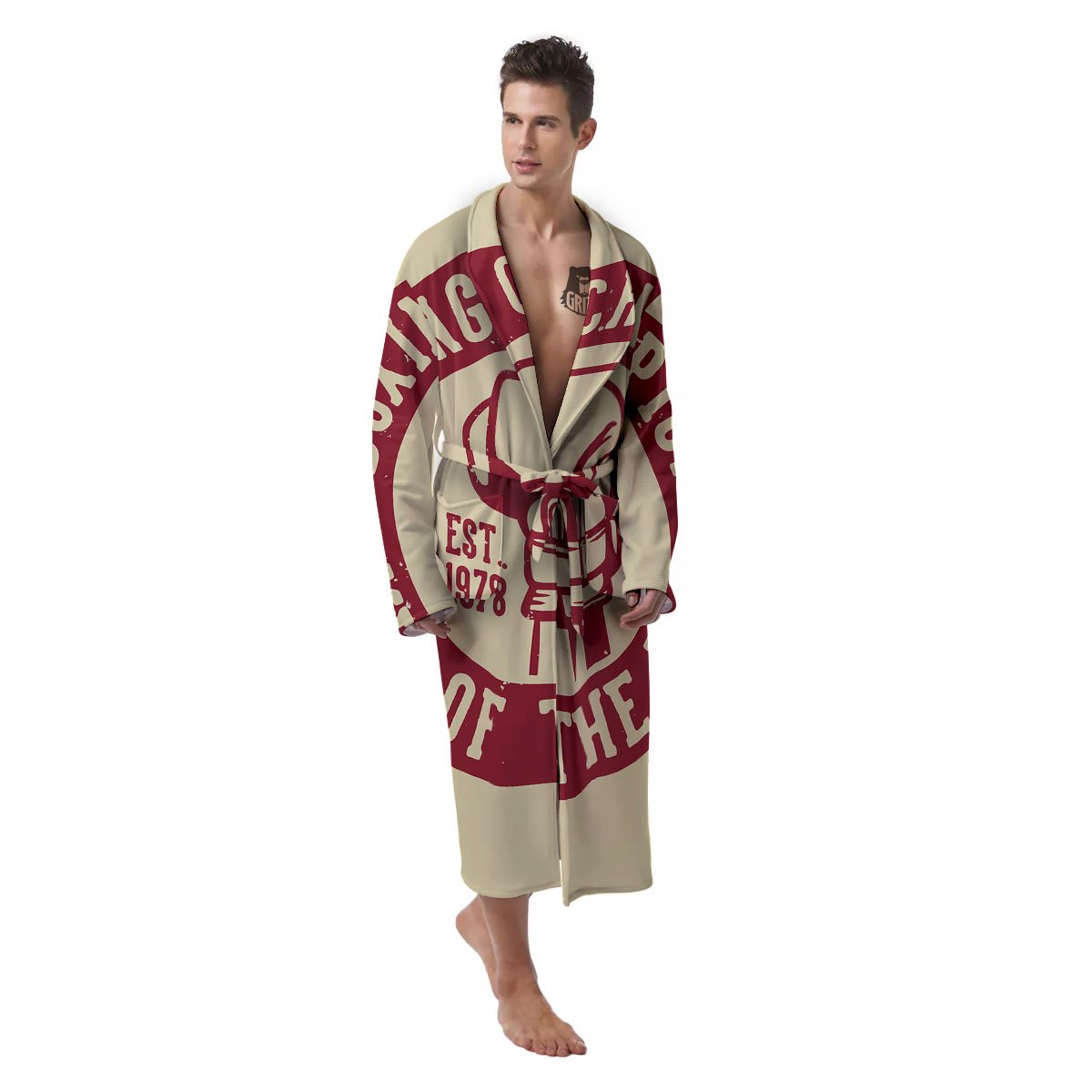 Boxing Champion King of The Ring Print Men's Robe-grizzshop