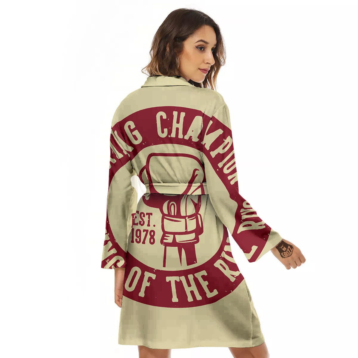 Boxing Champion King of The Ring Print Women's Robe-grizzshop