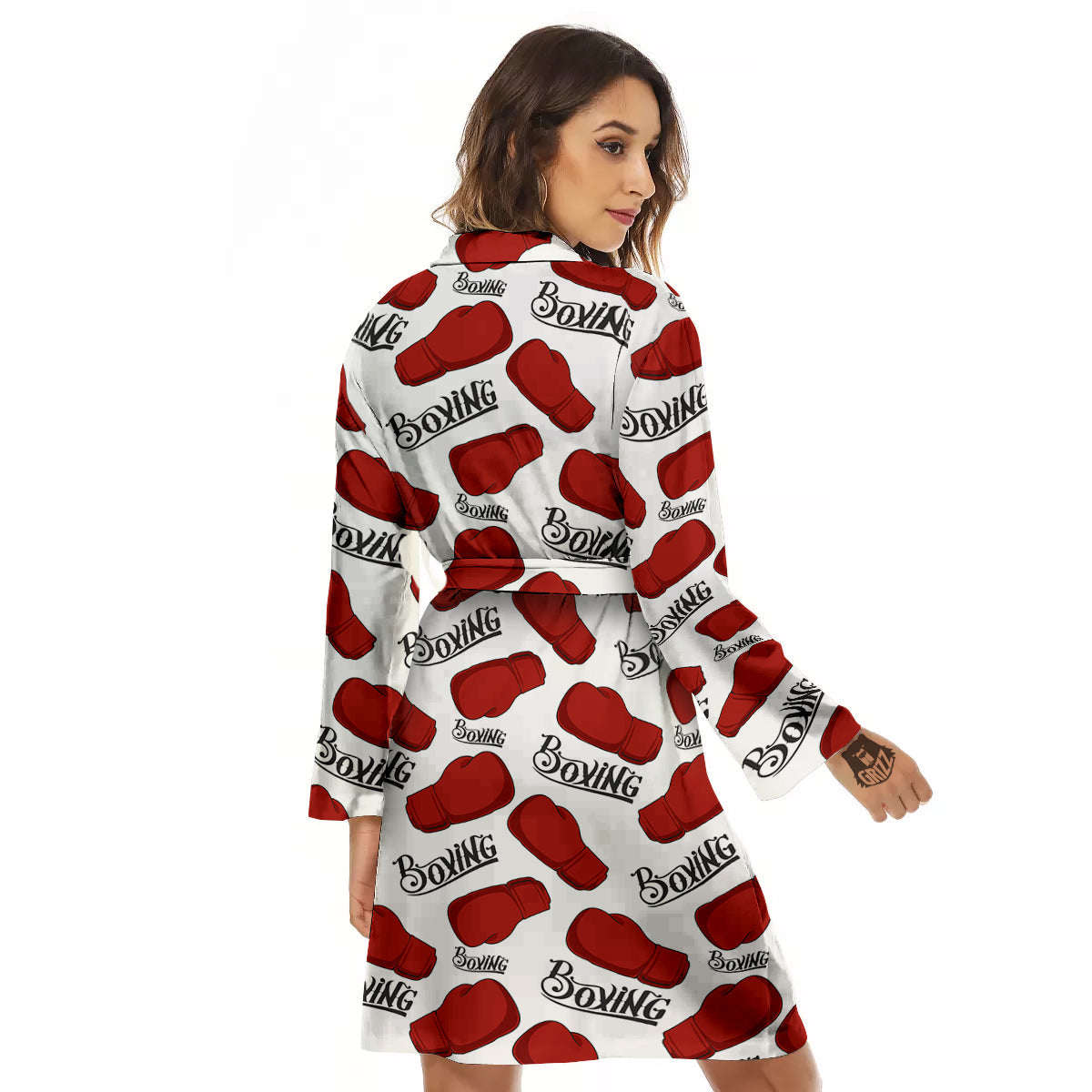 Boxing Glove And Text Print Pattern Women's Robe-grizzshop