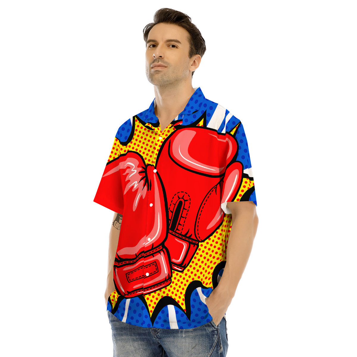Boxing Gloves Pop Art Print Men's Hawaiian Shirt-grizzshop