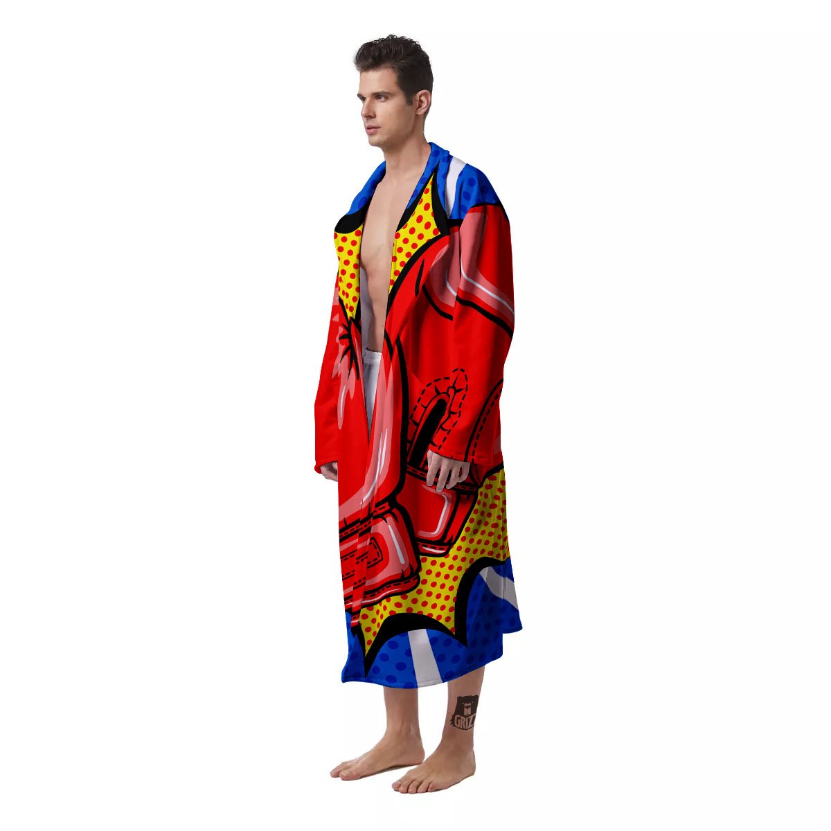 Boxing Gloves Pop Art Print Men's Robe-grizzshop