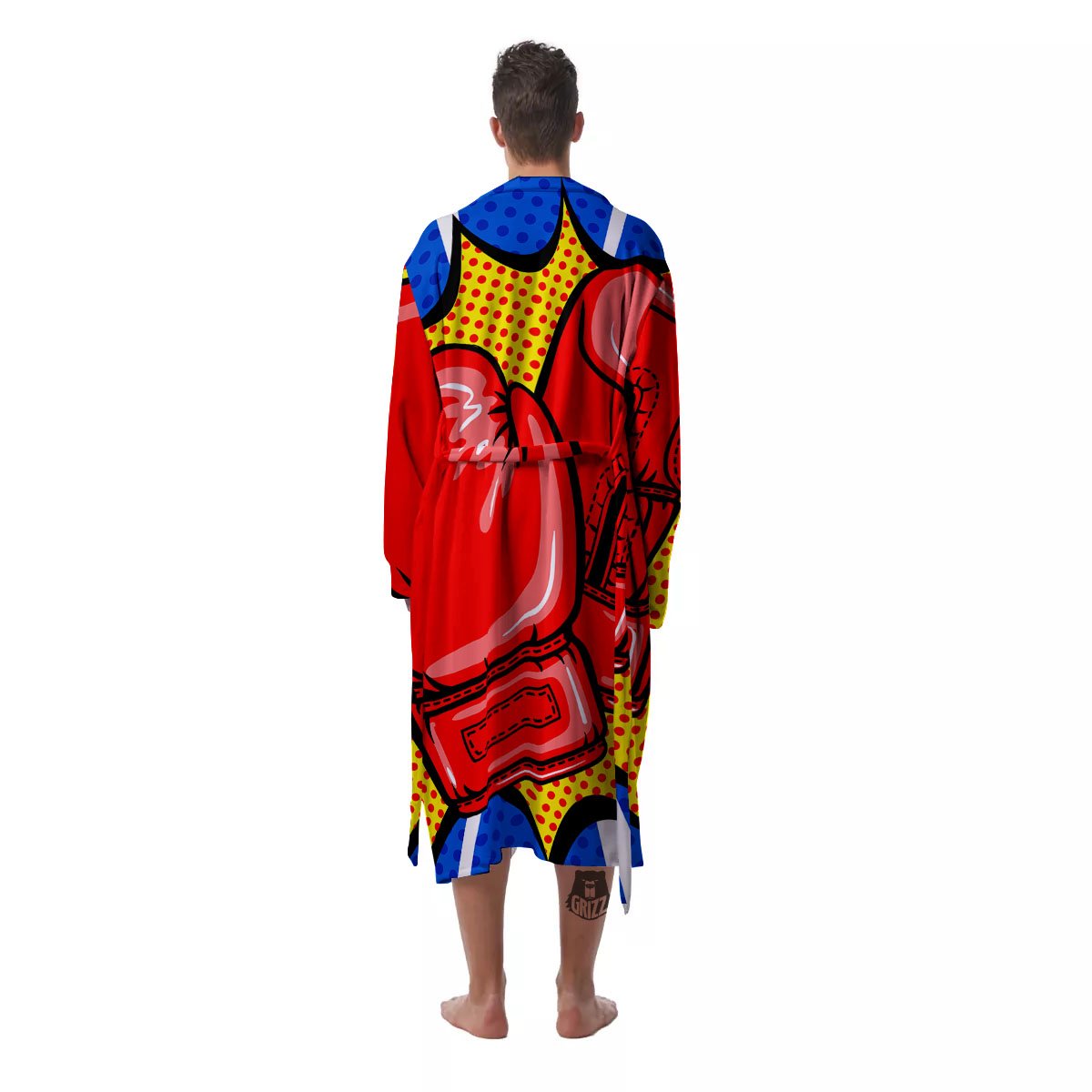 Boxing Gloves Pop Art Print Men's Robe-grizzshop