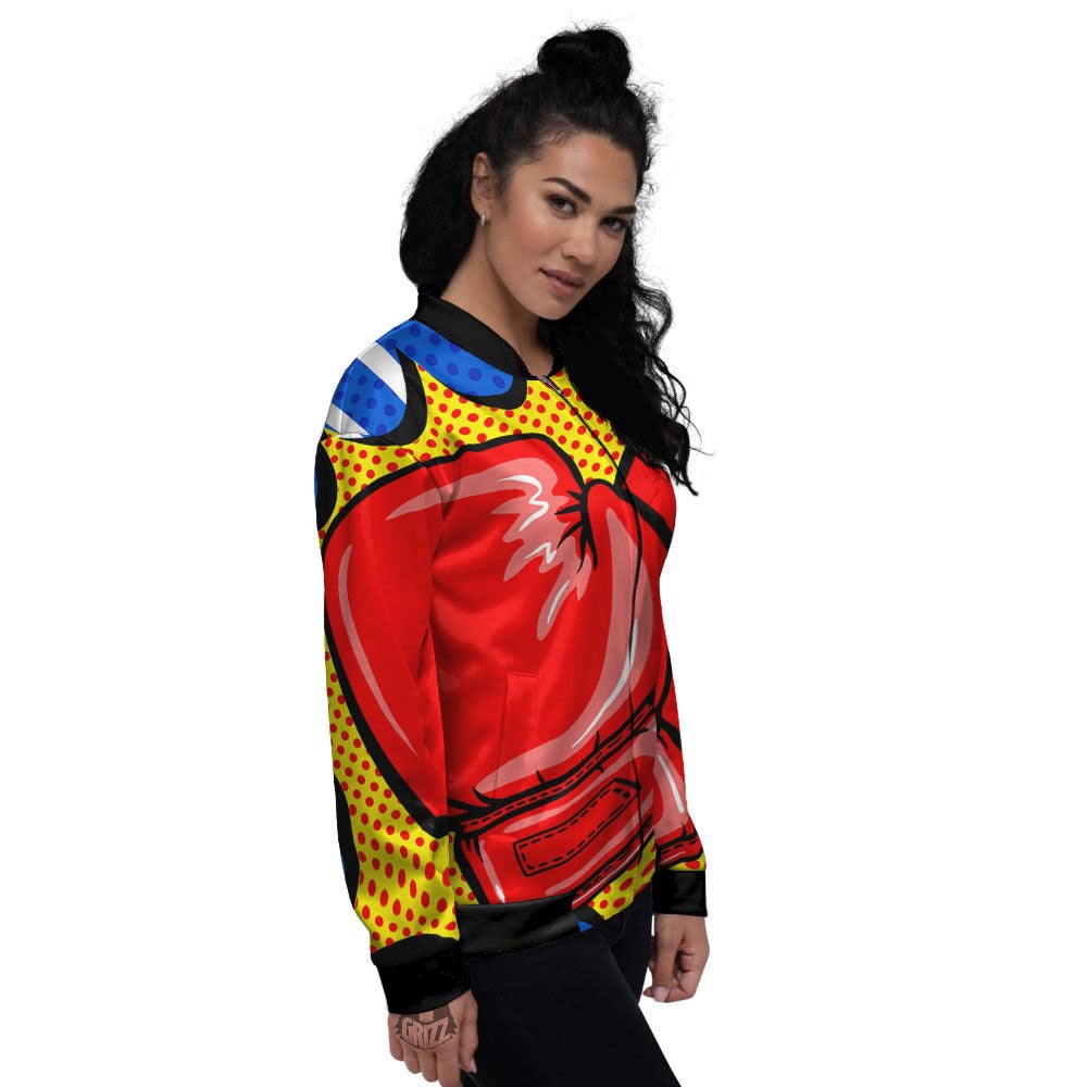 Boxing Gloves Pop Art Print Women's Bomber Jacket-grizzshop