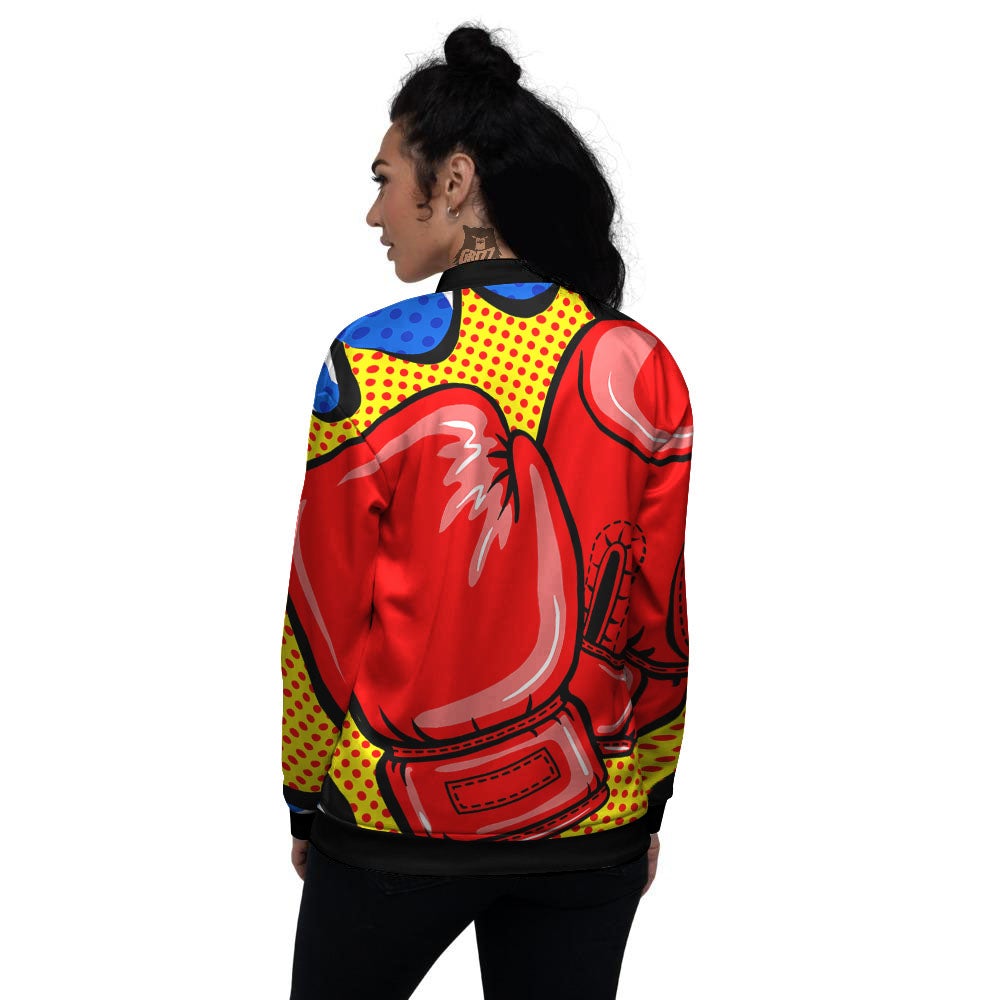 Boxing Gloves Pop Art Print Women's Bomber Jacket-grizzshop