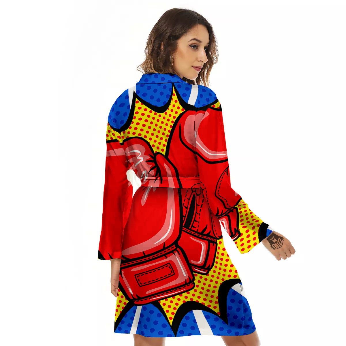 Boxing Gloves Pop Art Print Women's Robe-grizzshop