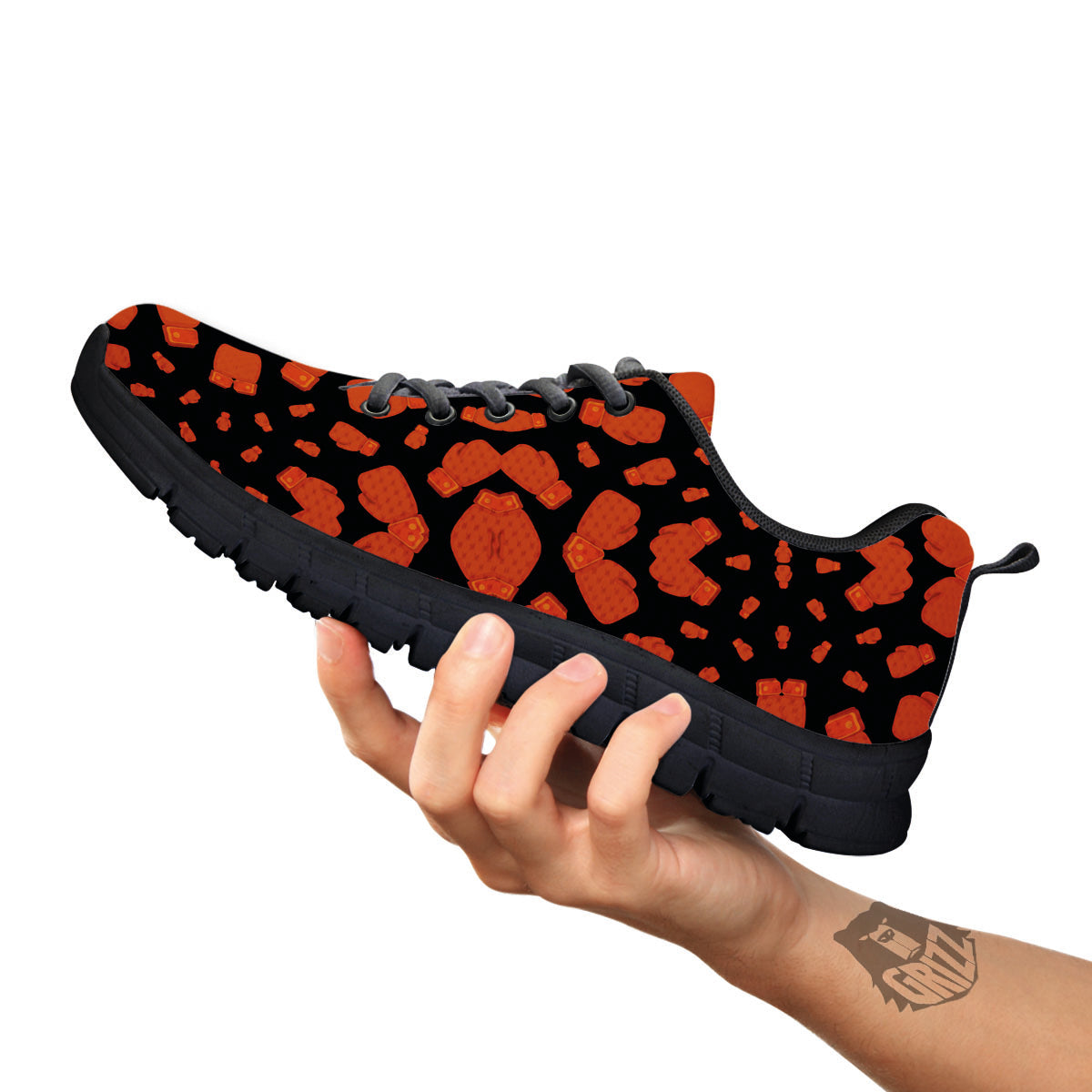 Boxing Gloves Print Pattern Black Sneaker-grizzshop