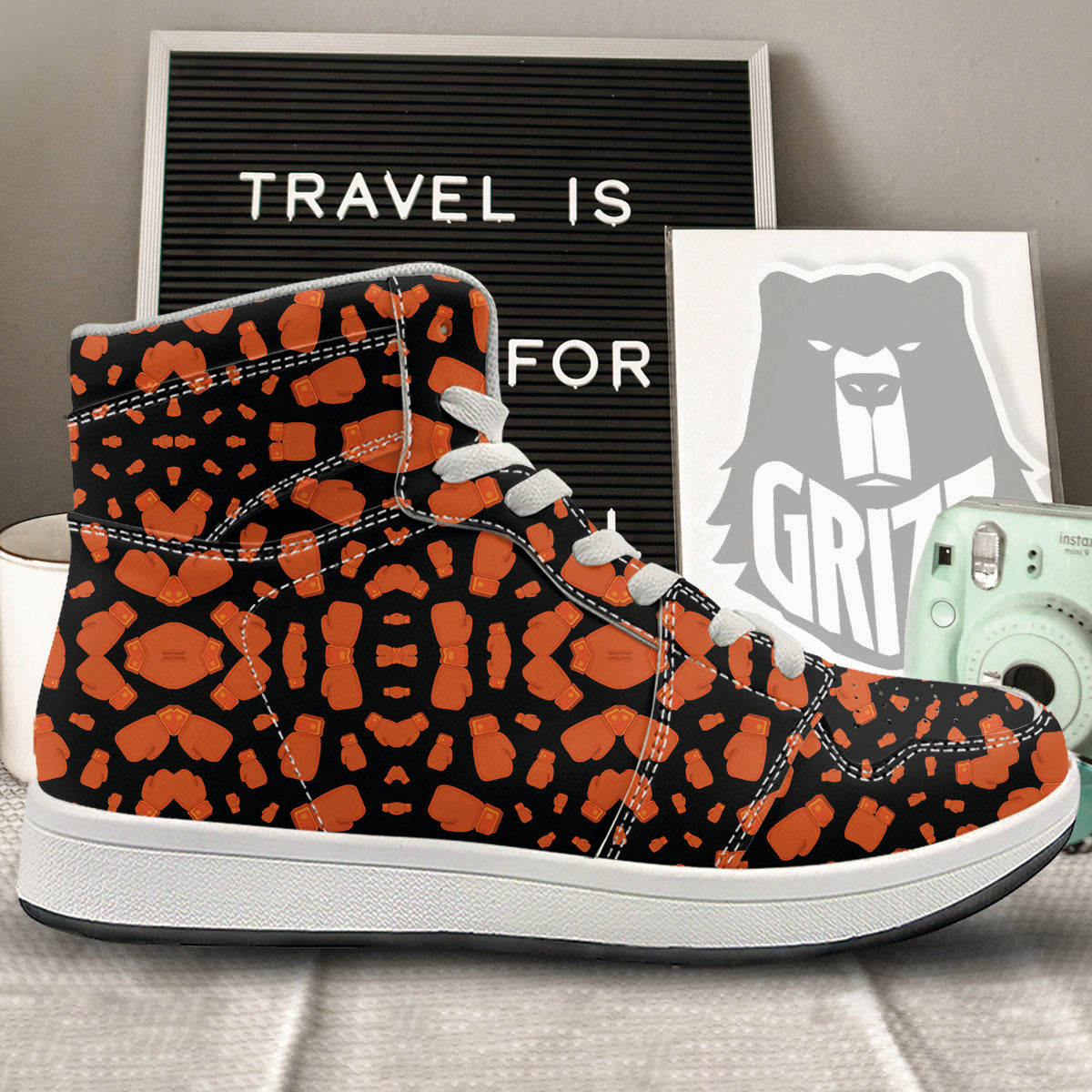 Boxing Gloves Print Pattern High Top Sneakers-grizzshop