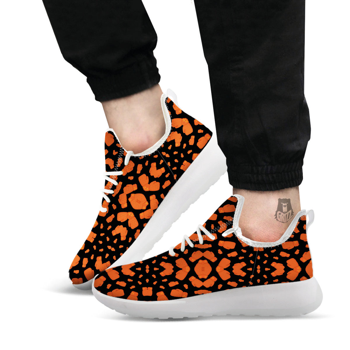 Boxing Gloves Print Pattern White Athletic Shoes-grizzshop