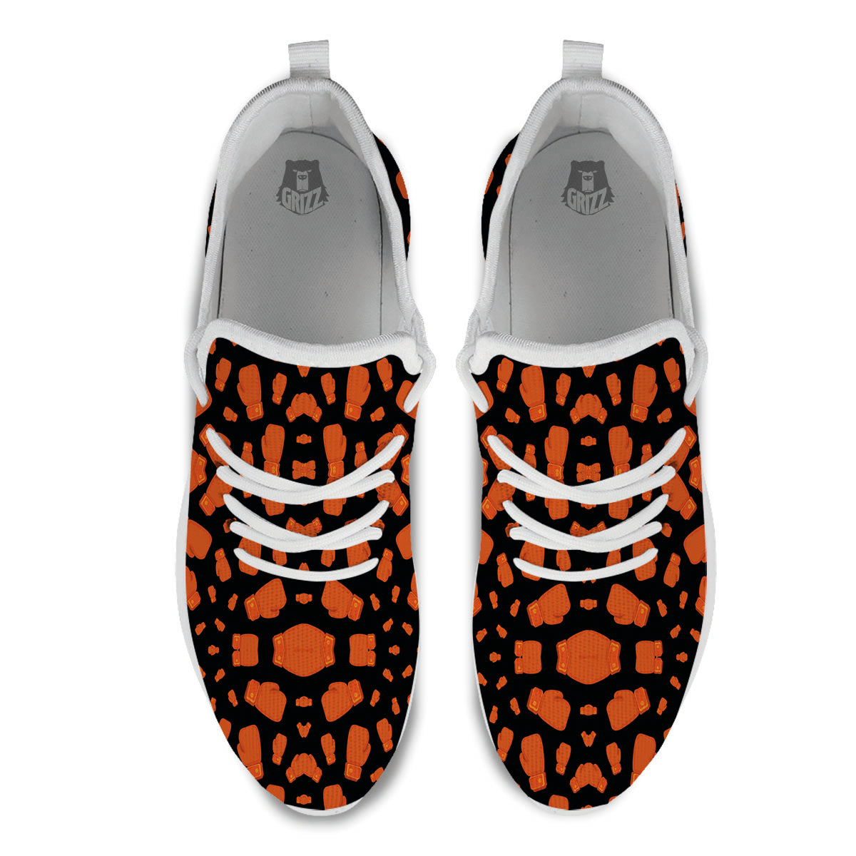 Boxing Gloves Print Pattern White Athletic Shoes-grizzshop