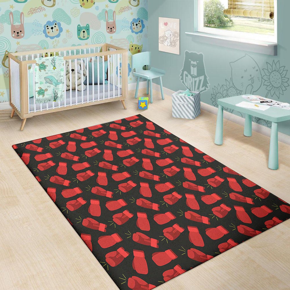 Boxing Gloves Red Print Pattern Floor Mat-grizzshop