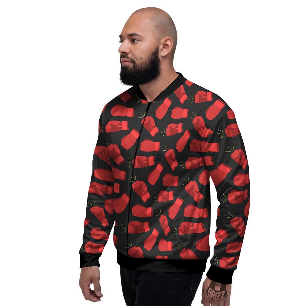 Boxing Gloves Red Print Pattern Men's Bomber Jacket-grizzshop