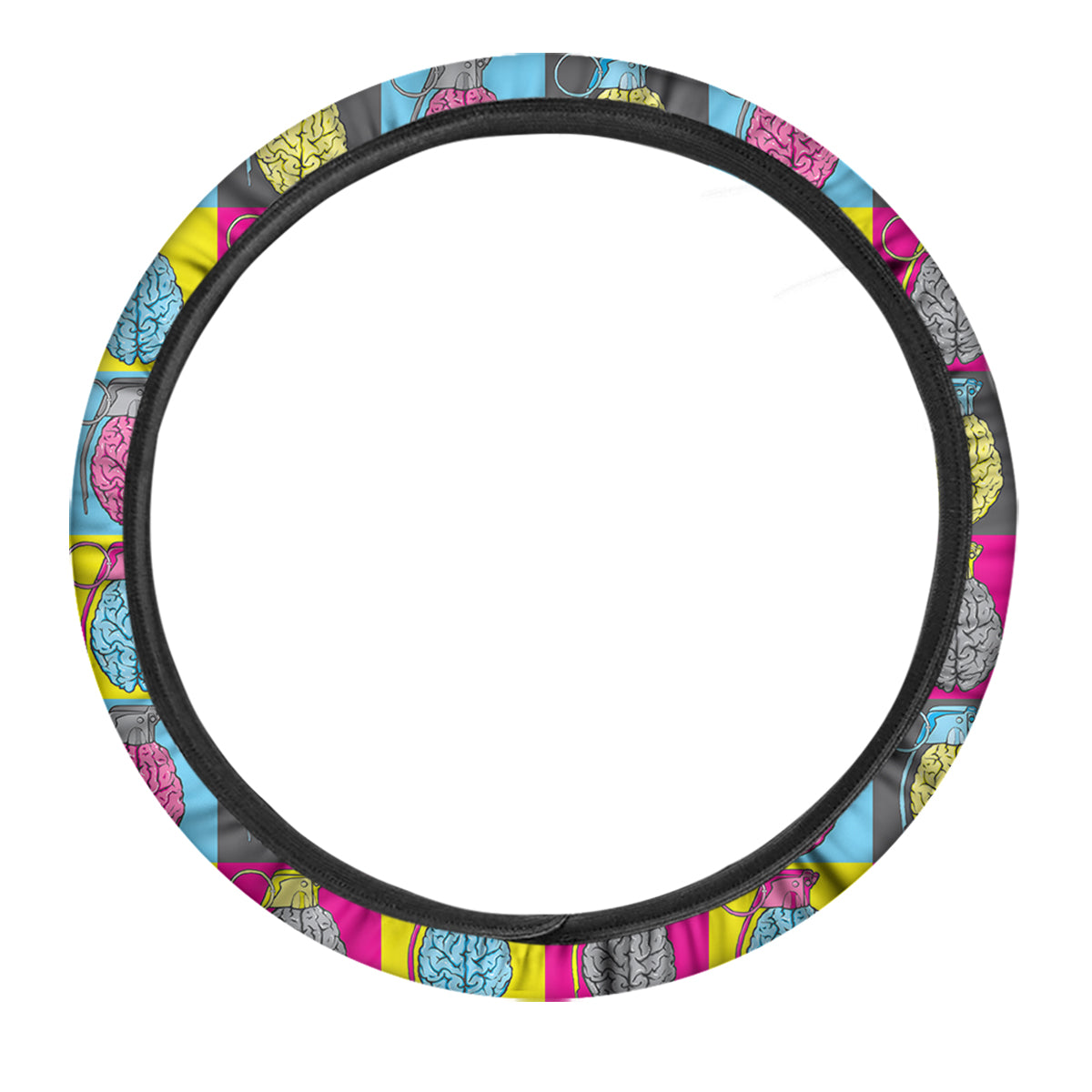 Brain Bomb Colorful Print Pattern Car Steering Wheel Cover-grizzshop