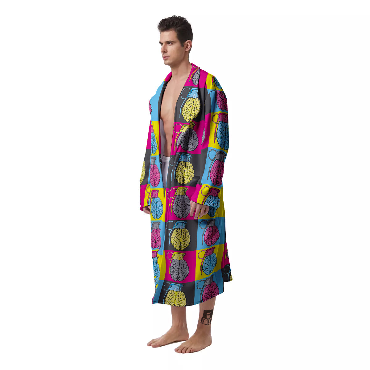 Brain Bomb Colorful Print Pattern Men's Robe-grizzshop