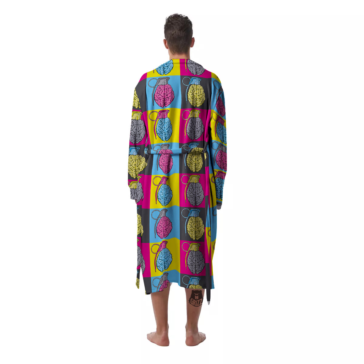 Brain Bomb Colorful Print Pattern Men's Robe-grizzshop
