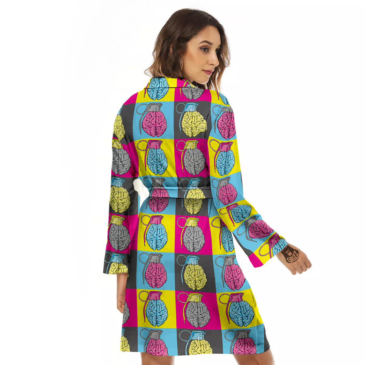 Brain Bomb Colorful Print Pattern Women's Robe-grizzshop