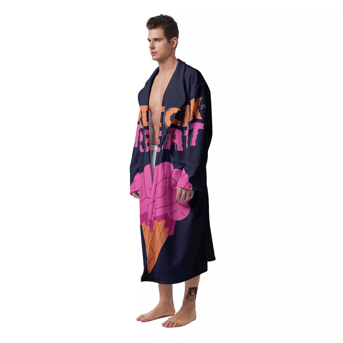 Brain Halloween Print Men's Robe-grizzshop