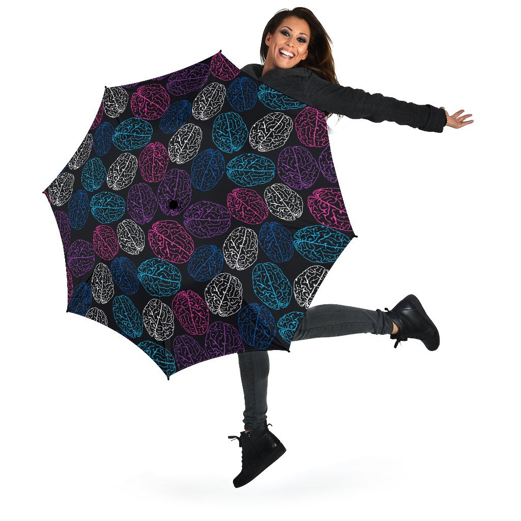 Brain Pattern Print Automatic Foldable Umbrella-grizzshop
