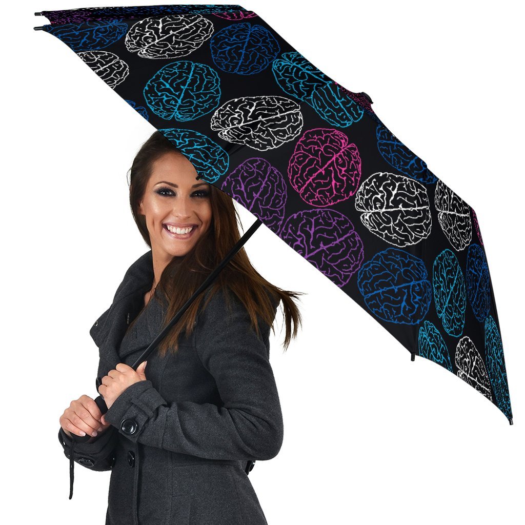 Brain Pattern Print Automatic Foldable Umbrella-grizzshop