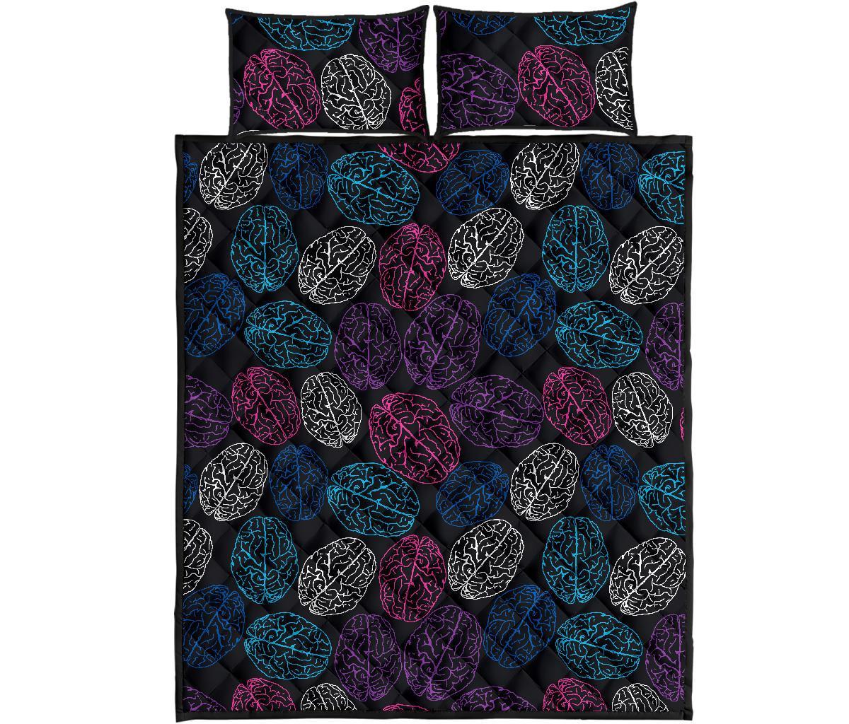 Brain Pattern Print Bed Set Quilt-grizzshop