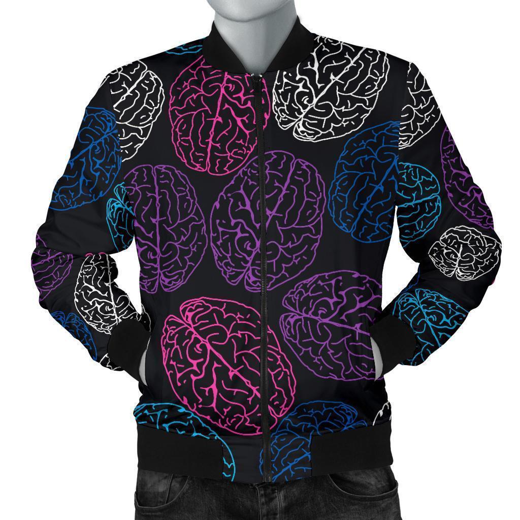 Brain Pattern Print Men's Bomber Jacket-grizzshop