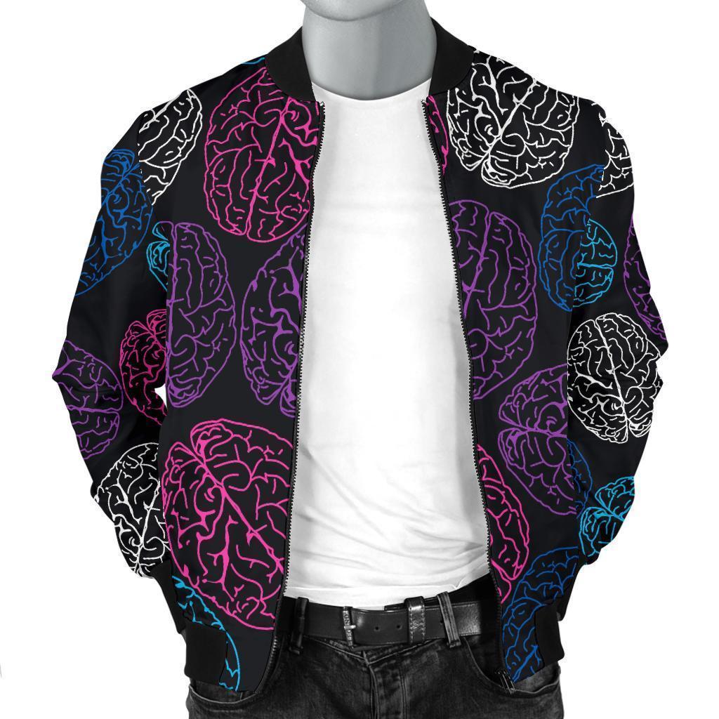 Brain Pattern Print Men's Bomber Jacket-grizzshop