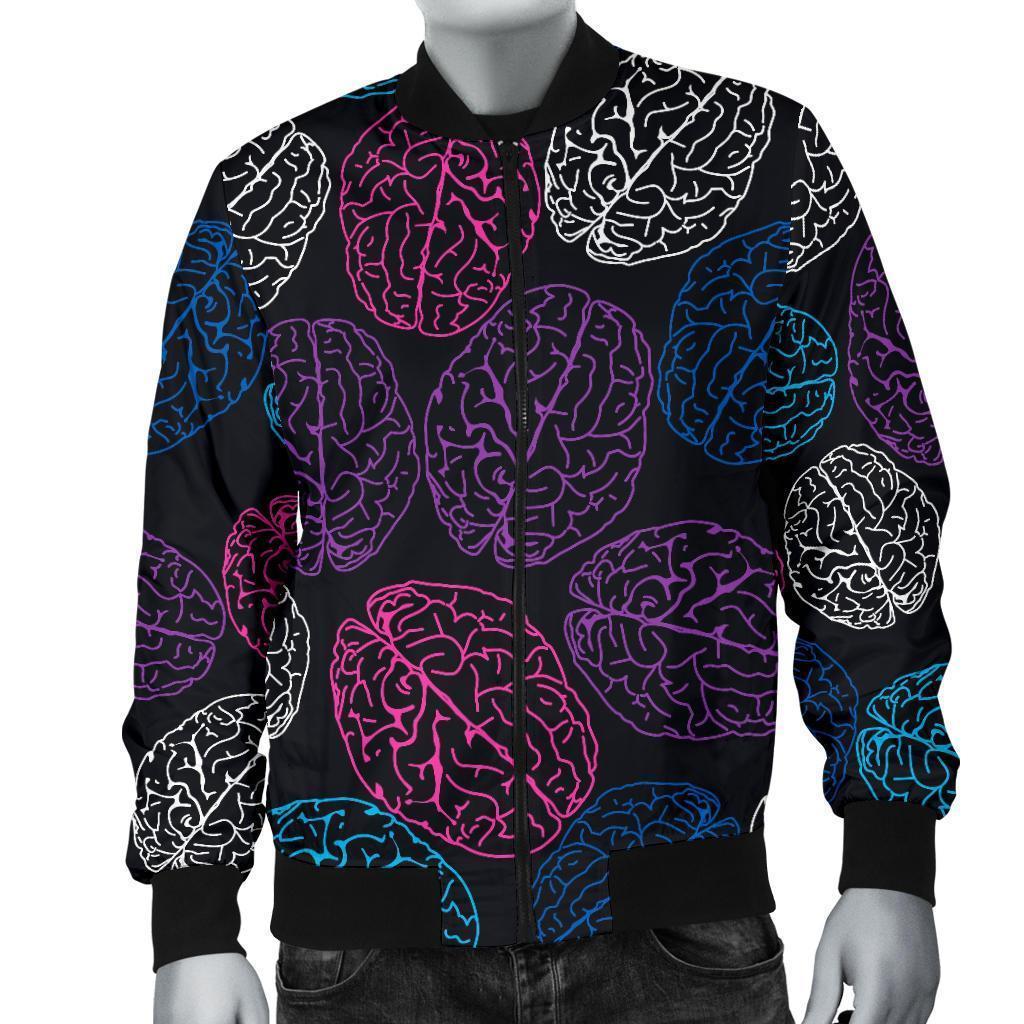 Brain Pattern Print Men's Bomber Jacket-grizzshop
