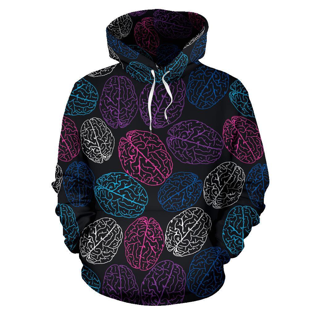 Brain Pattern Print Women Men Pullover Hoodie-grizzshop