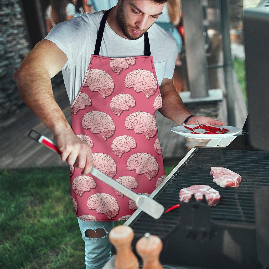 Brain Pink Pattern Print Men's Apron-grizzshop
